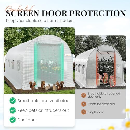 king bird premium 15x7x7 ft greenhouse for outdoors, side view