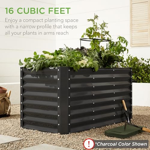 best choice products 4x2x2ft outdoor metal raised garden, package contents