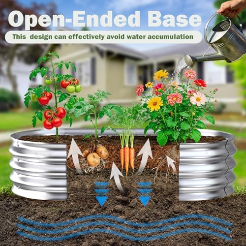 galvanized raised garden bed outdoor, 4x2x1ft(2pack) metal heavy, side view