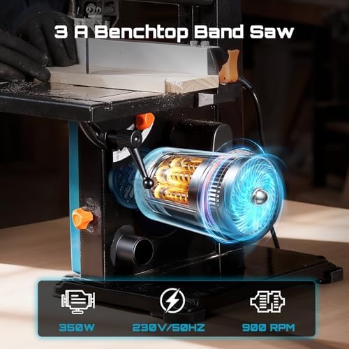 seesii benchtop band saw for woodworking: 3a-120v bandsaw shown in use