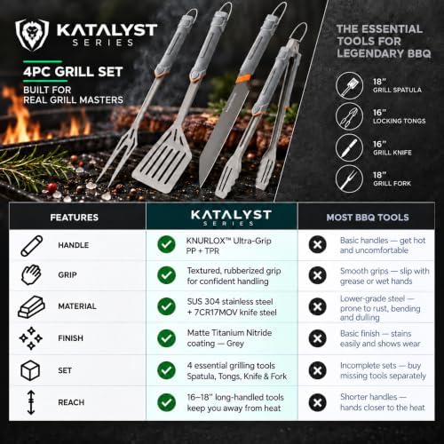 dalstrong 4-pc bbq grill tool set - knife on a desk or shelf