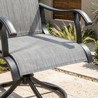 NUU GARDEN Patio Swivel Dining Chairs Set of 2, Outdoor Swivel Rocker Chairs with All-Weather Textilene, High-Back Metal Frame for Backyard, Deck, Lawn and Garden, Black and Light Gray