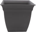 The HC Companies Eclipse Square Plastic Planter w/ Attached Saucer - Outdoor & Indoor Plant Pot with Drainage Holes - Lightweight, UV-Resistant Plastic Pots For Plants (10" Warm Gray, Pack of 1)