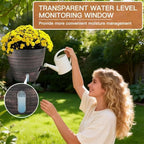 zmtech 12/10/8 inch self watering hanging planter, bronze, side view