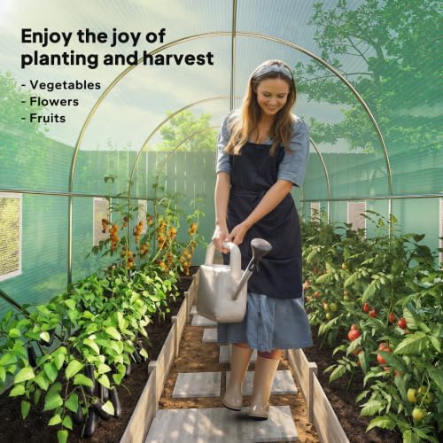 outsunny 14.6'x6.5'x6.6' hoop house greenhouse with 2 support, view 9