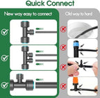 98ft 1/2" drip irrigation system kit with water on a desk or shelf