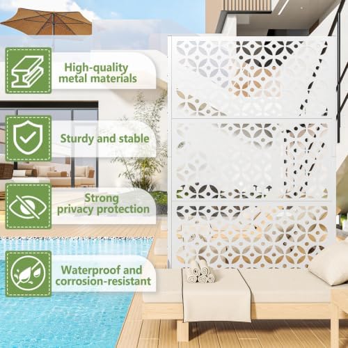 metal outdoor privacy fence 72" h×45.7" w balcony, close-up detail