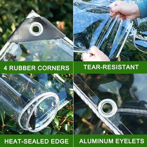 clear tarp 8x16ft heavy duty waterproof, 14 mil showing dimensions