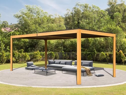 domi aluminum louvered pergola 10x16, outdoor metal pergola shown in use