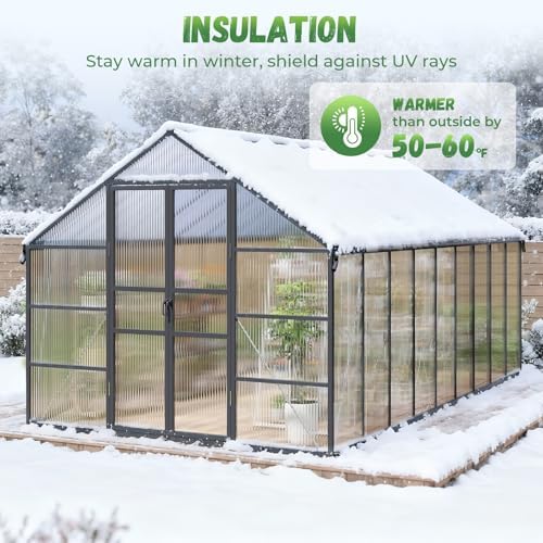 jocoevol 10x18ft galvanized steel greenhouse,walk-in greenhouse for outdoor, side view