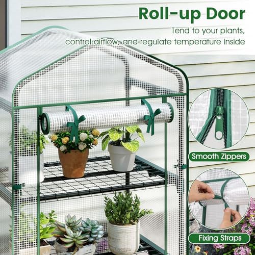 giantex mini greenhouse indoor outdoor, 27" x 19" showing dimensions