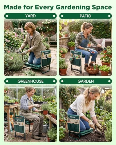 saker garden kneeler and seat-garden kneeler gardening bench, front angle view