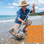 sand flea rake with beach mesh shovel, detachable, package contents