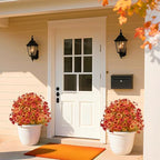 fall artificial mums topiary ball tree with ground shown in use