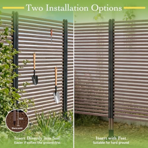 outdoor metal privacy fence screen 35 x 59 showing dimensions