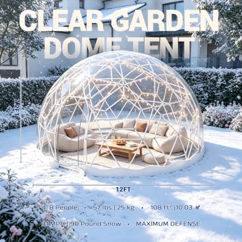 12.5ft garden dome tent, geodesic dome greenhouse with shown in use