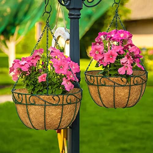 LCHUANG Coco Liners for Planters - 6 Pack 12 Inch Round Hanging Basket Liners, 100% Natural Coconut Fiber Replacement Liners for Hanging Baskets Planters Flowers, Plants, Vegetables (12'' Pack of 6)