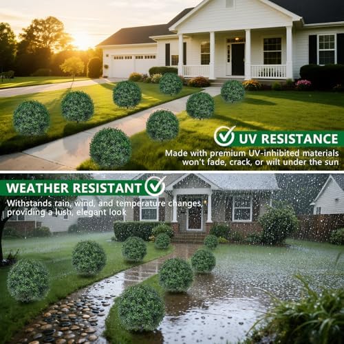 grooy artificial 4 pack boxwood topiary plant with, front angle view