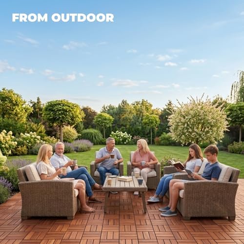 jurax interlocking wood deck tiles, 10pcs patio flooring shown in use