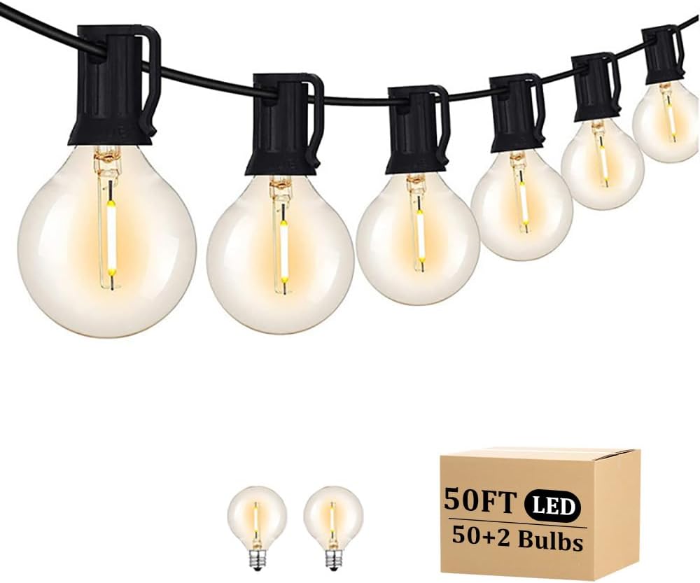 outdoor string light 50ft patio black with 52, main product view