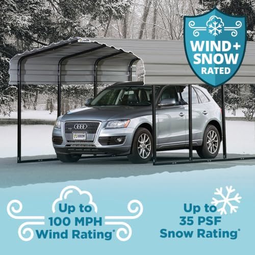 arrow carports galvanized steel carport, full-size metal carport, view 9