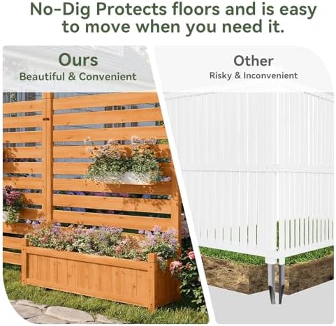aoxun air conditioner fence, 3-panel wood privacy screen, side view
