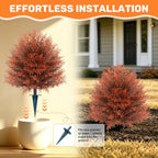 fall artificial cypress topiary, 24'' outdoor fake bushes showing dimensions