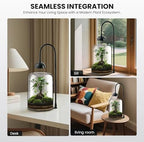 glass plant terrarium, led grow light, adjustable ventilation, side view