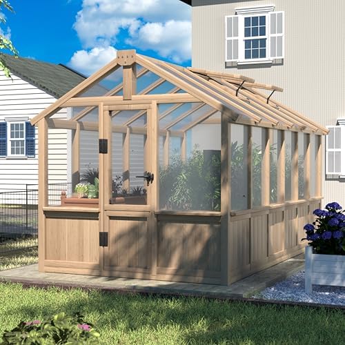 veikou 6x12ft greenhouses for outdoors, wooden greenhouse with, main product view