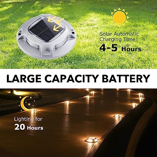 AGPTEK Solar Driveway Lights Outdoor 12 Pack, 2 Color Modes LED Deck Dock | Marine Waterproof Driveway Marker Lights for Step Sidewalk Stair Garden Pathway Walkway Yard (Warm White/Cool White)