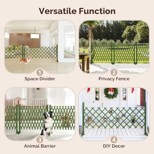 vingli 2 packs expandable garden fence, 27.55in freestanding showing dimensions