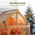 mcombo wooden greenhouse with roof & adjustable shelves, side view