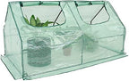 sunnydaze outdoor portable mini cloche greenhouse with 2 on a desk or shelf