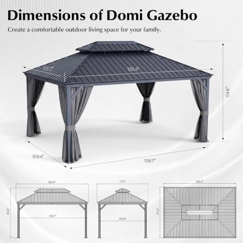 domi 10'x14' gazebo, hardtop gazebo for patio with shown in use