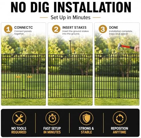 no dig garden fence, dog fencing outdoor for, front angle view
