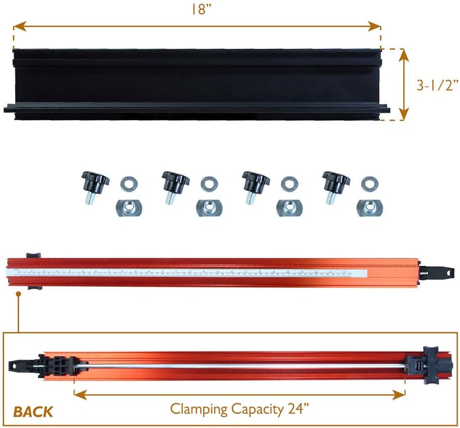 24 inch straight edge guide clamp with band, close-up detail