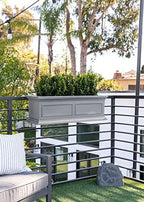 veradek brixton series plastic railing planter - rectangular, side view