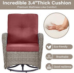 belord swivel patio chairs wicker set - outdoor showing dimensions