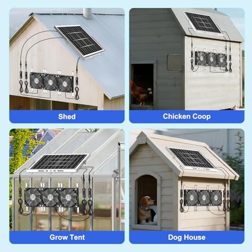 5.5" solar chicken coop fan 3 kit, 30w, side view