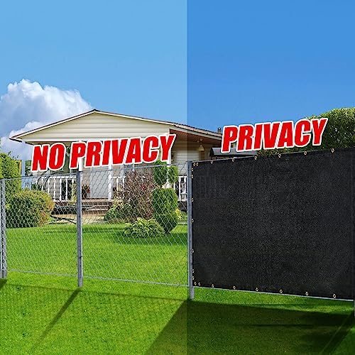 black 6ft x 50ft outdoor privacy screen fence, side view