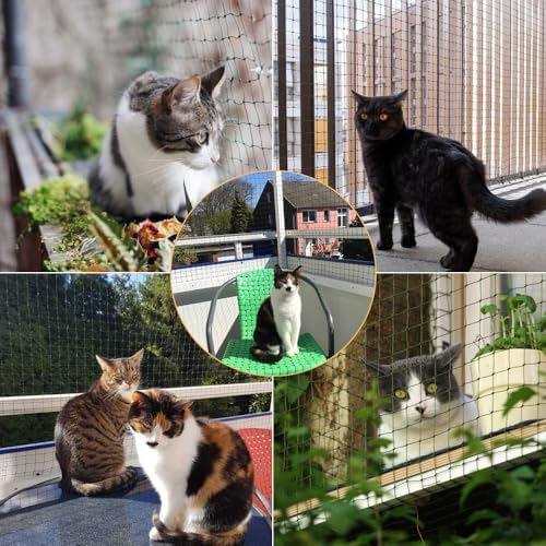 26 ft cat netting balcony, no steel wire on a desk or shelf