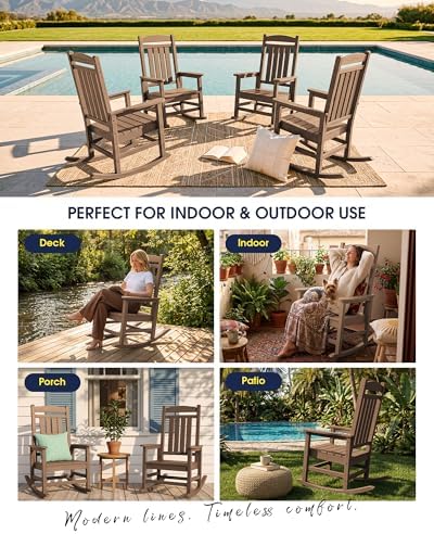 kingyes oversized outdoor rocking chair for adults, porch, front angle view