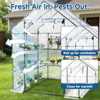 sungift walk-in greenhouse kit, upgraded pvc clear, 57x61x80, close-up detail