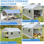 jocoevol carport 10x20 ft enclosed carport with roll-up showing dimensions