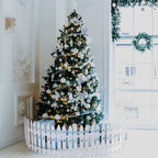 sasylvia christmas tree fences, white wooden picket fences on a desk or shelf