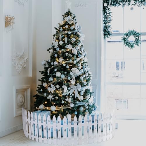 sasylvia christmas tree fences, white wooden picket fences on a desk or shelf