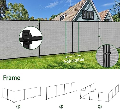 5'hx12'w outdoor freestanding privacy screen fence panels with showing dimensions