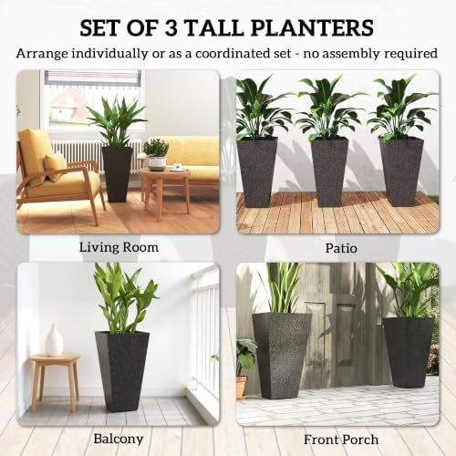 outsunny 28 inch plastic tall planters for outdoor, side view