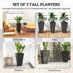 outsunny 28 inch plastic tall planters for outdoor, side view
