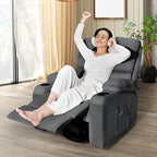 Rocking Recliner Chair, Massage Rocker Recliner Chair with Vibration Massage and Heat, 360° Swivel Faux Leather Chairs, Living Room, Bedroom, Nursery, RV, Dark Grey